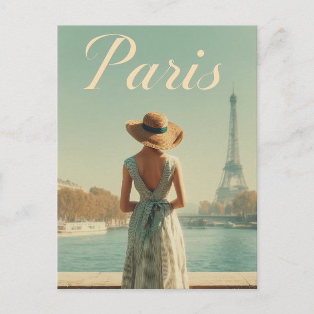 Paris 50-talet vintage resor vykort (Framsida)