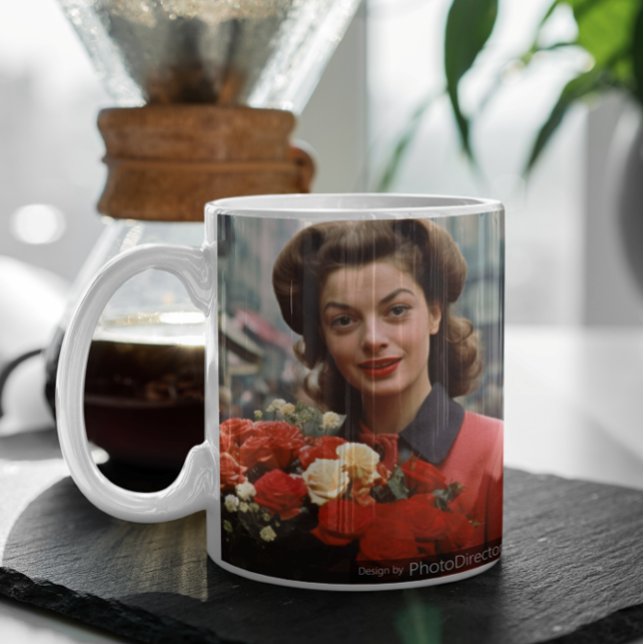 Paris 60-årsjubileum Flower Dam 3 Kaffemugg (Paris 60s Flower Lady 3 Coffee Mug
)