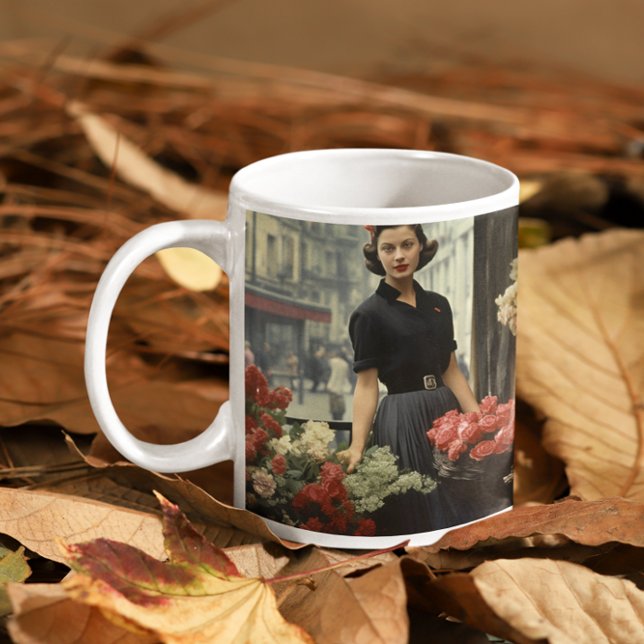 Paris 60-årsjubileum Flower Dam 4 Kaffemugg (Paris 60s Flower Lady 4 Coffee Mug
)
