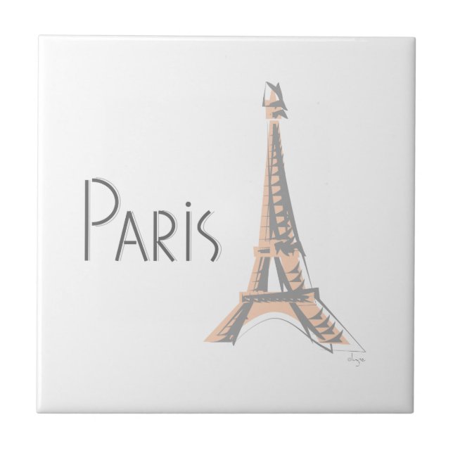 PARIS Abstrakt Grått Eiffel Torn Kakelplatta (Framsidan)
