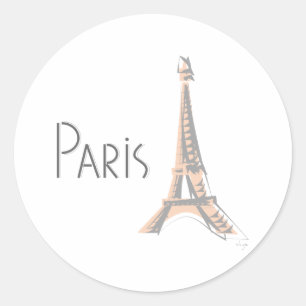PARIS Abstrakt Grått Eiffel Torn Runt Klistermärke