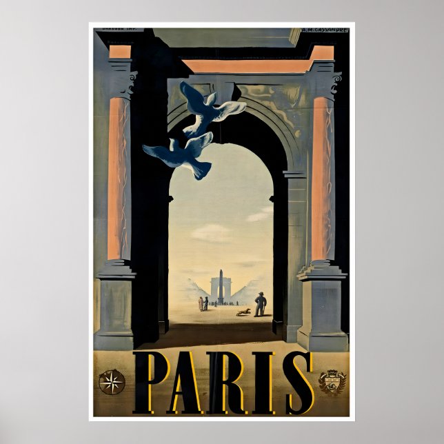 Paris Affisch Frankrike Väggkonst Resa Tryck (TR57 (Framsidan)