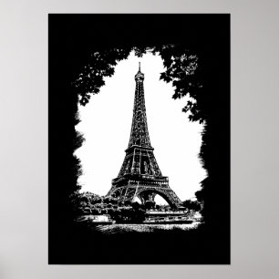 Paris affischen för Eiffel tornillustration Poster