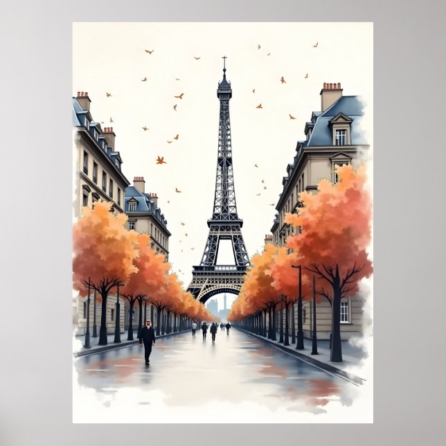 Paris akvarell konst poster (Framsidan)