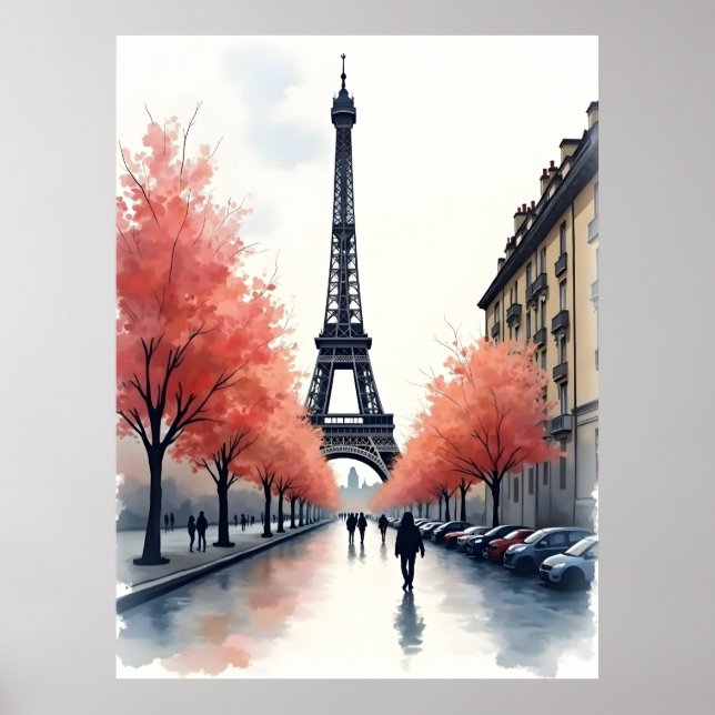 Paris akvarell konst poster (Framsidan)