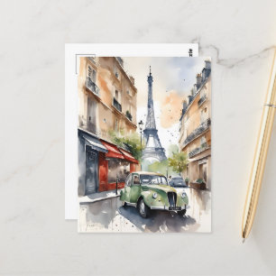 Paris akvarell konst vykort