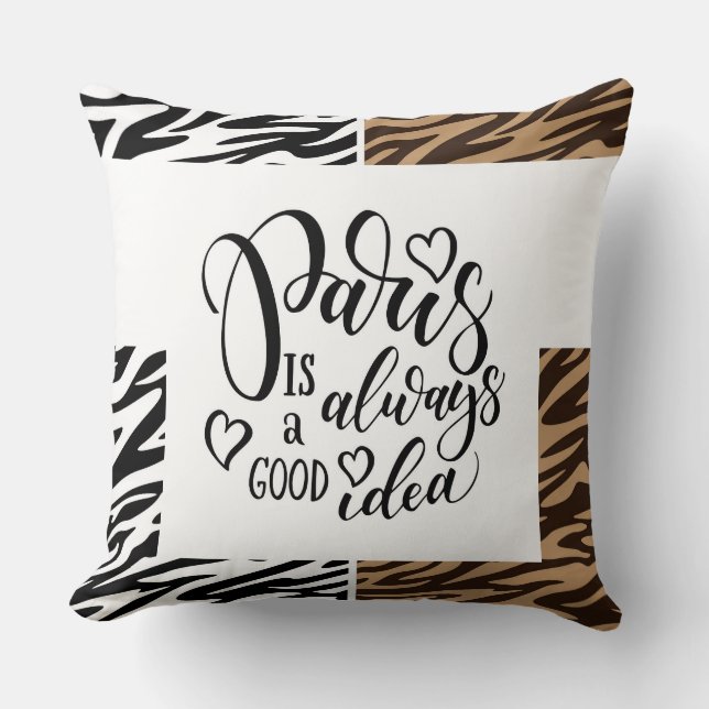 Paris alltid Reversible Leopard Pillow Kudde (Framsida)