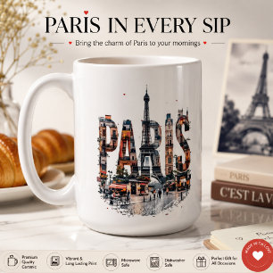 Paris älskar stad full färg t-shirt kaffemugg