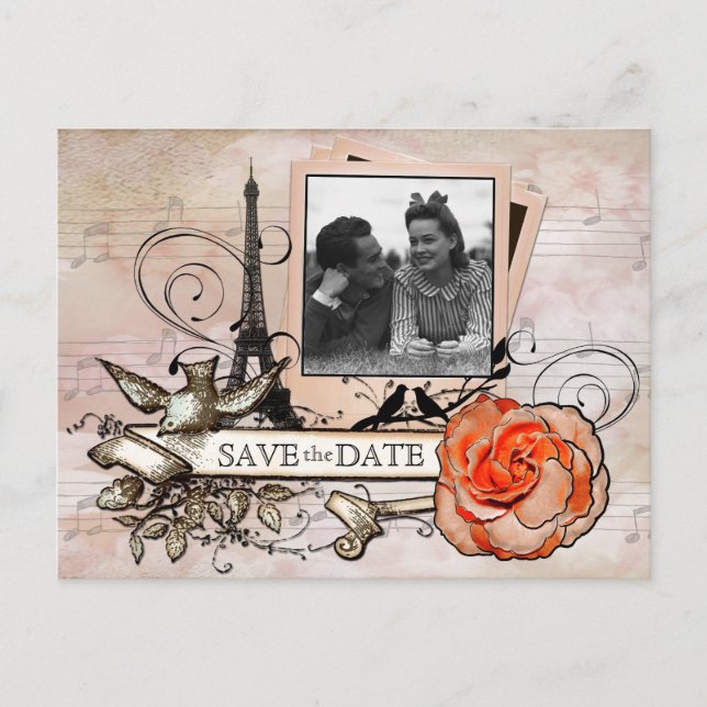 Paris antikt tema anpassad FOTO vykort (Framsida)