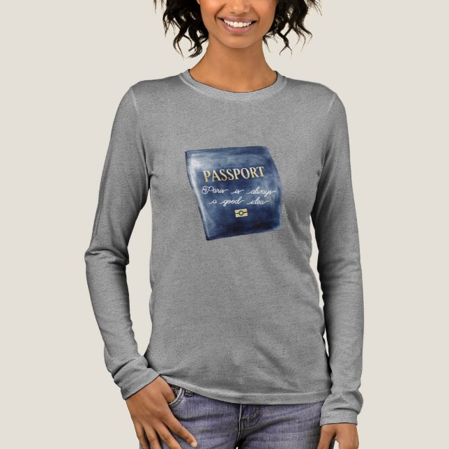 Paris är alltid en bra idé Blå Pass T Shirt (Framsida)
