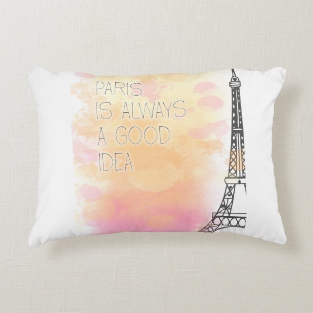 PARIS är alltid en bra idé, vattenfärg Prydnadskudde (Framsidan)