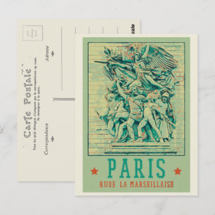 Paris Arc de Triomphe illustration Frankrike Vykort