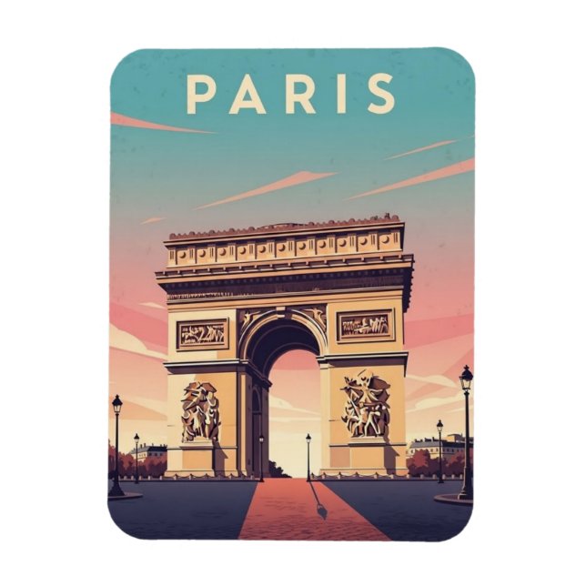 Paris Arc de Triomphe Postcard Magnet (Vertikal)