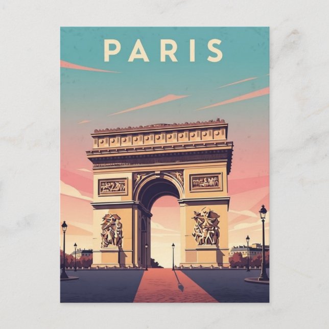 Paris Arc de Triomphe Postcard Vykort (Framsida)