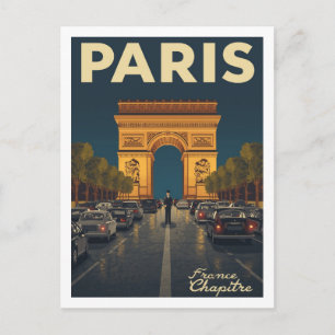 Paris Arc de Triomphe Vintage Resemålning Konst Vykort