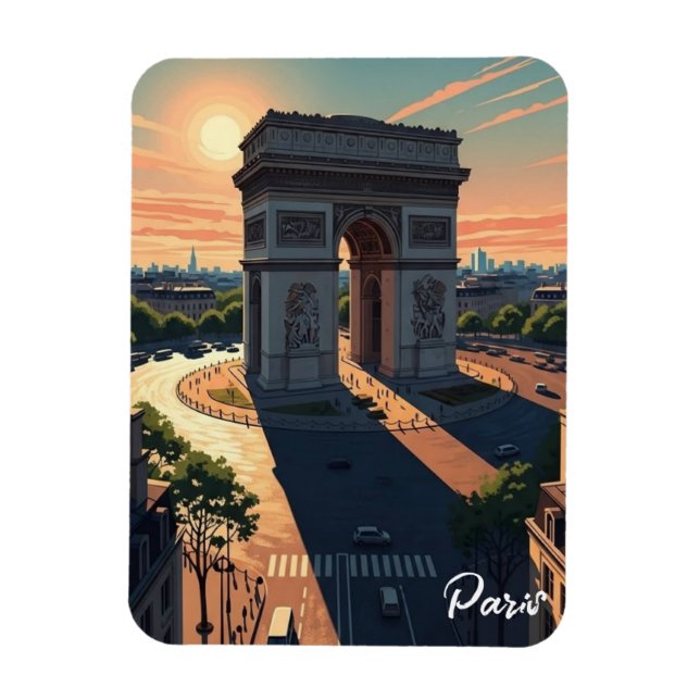 Paris Arc de Triomphe vykort Magnet (Vertikal)