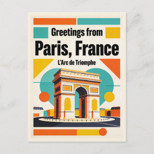 Paris Arc de Triomphe vykort, Retro 1960-talet Vykort