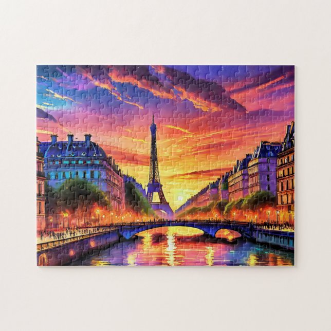 Paris Art 1 Skyline Art Photo Puzzles Paris Frankr Pussel (Horisontell)