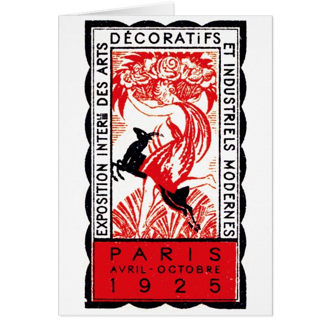 Paris art décoaffisch 1925 hälsningskort (Framsidan)
