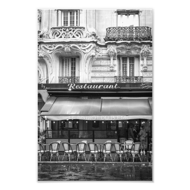 Paris Art nouveau Cafe - Black and White - Fototryck (Framsidan)