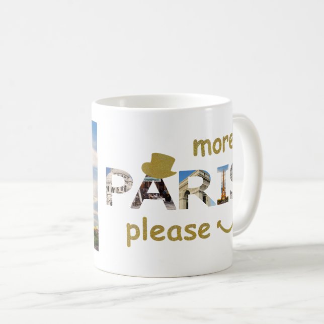 Paris Attraktion mer Paris - snälla Golden Glitter Kaffemugg (Framsida höger)