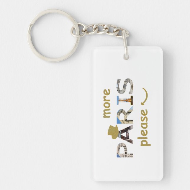 Paris Attraktion mer Paris - snälla Golden Glitter Nyckelring (Framsidan)