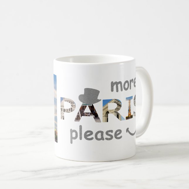 Paris Attraktion mer Paris Snälla Silver Glitter Kaffemugg (Framsida höger)