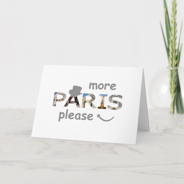 Paris Attraktion mer Paris Snälla Silver Glitter Kort (Framsida)
