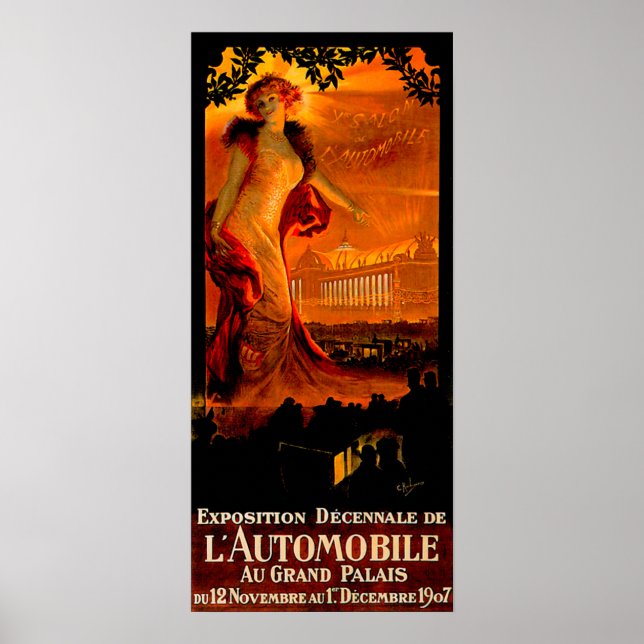 Paris Auto Show 1907 ~ Vintage Automobile Ad Poster (Framsidan)