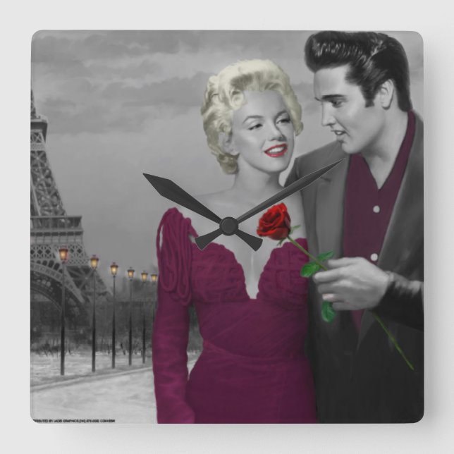 Paris B&W Fyrkantig Klocka (Framsida)