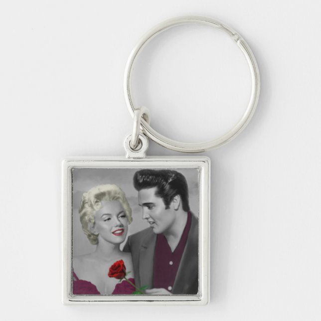 Paris B&W Fyrkantig Silverfärgad Nyckelring (Framsidan)