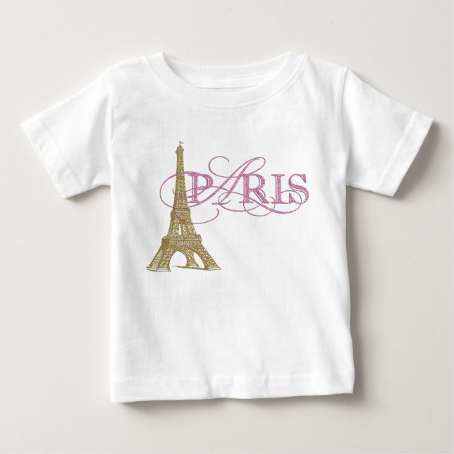 Paris Baby Flicka T Shirt (Framsida)