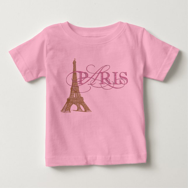 Paris Baby Flicka T Shirt (Framsida)