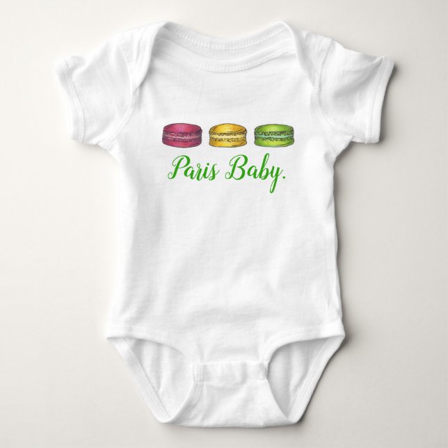 Paris Baby Fransk Food Macaron Cookies Frankrike T-shirt (Framsida)