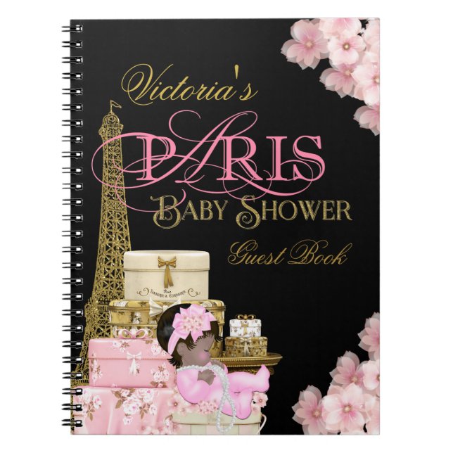 Paris Baby Shower Guest Bok Anteckningsbok Med Spiral (Framsidan)