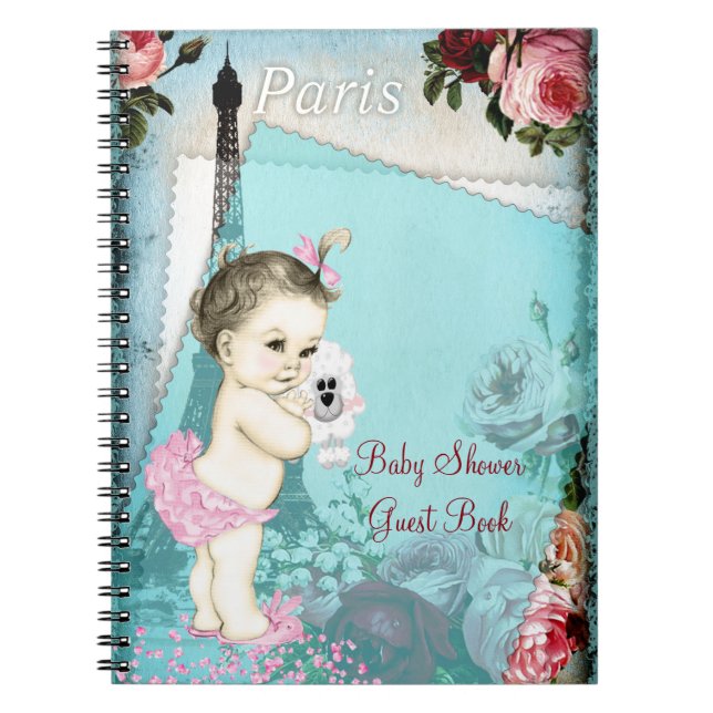 Paris Baby Shower Guest Bok Anteckningsbok Med Spiral (Framsidan)