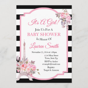 Paris Baby Shower-inbjudan Eiffel Torn Inbjudningar