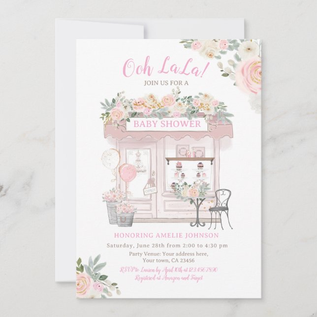 Paris Baby Shower Inbjudningar (Framsida)