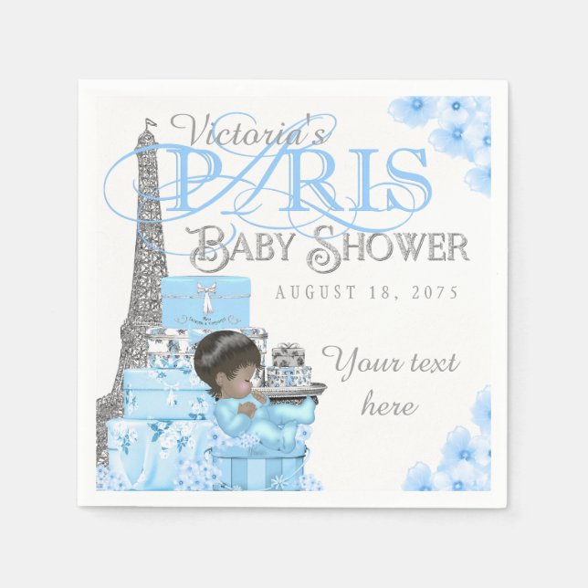 Paris Baby Shower Napkins Ethnic Boy Shower Pappersservett (Framsidan)