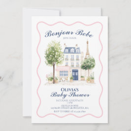 Paris Baby Shower Parisisk Café Te-fest Inbjudningar