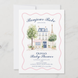 Paris Baby Shower Parisisk Café Te-fest Inbjudningar