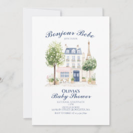Paris Baby Shower Parisisk Café Te Party Inbjudningar
