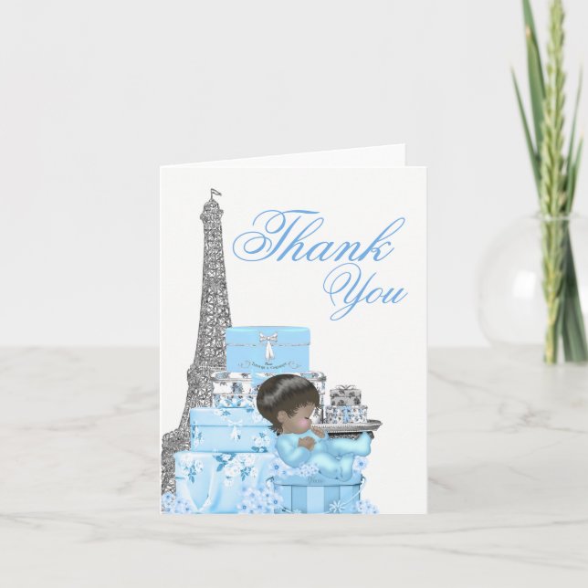 Paris Baby Shower - tack för dina kort (Framsida)