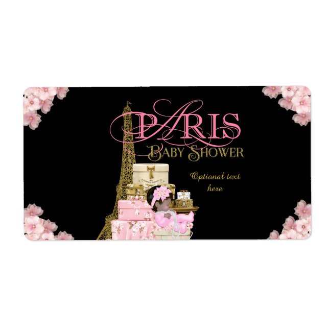 Paris Baby Shower Vattenflasksetiketter Fraktsedel (Framsidan)