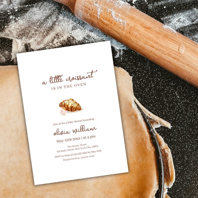 Paris Bakery Pastry Croissant Baby Shower Inbjudningar (Paris Bakery Pastry Croissant Baby Shower Invitation)