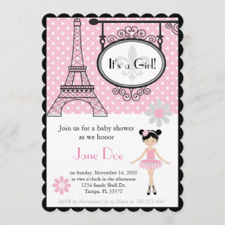 Paris Ballerina-inbjudan till Shower/Birthday Inbjudningar