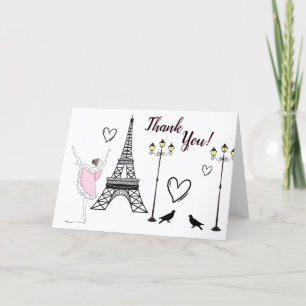 Paris Ballerina och Eiffel Torn Girls Ballet Tack Kort