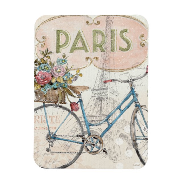 Paris Bike With Flowers Magnet (Vertikal)