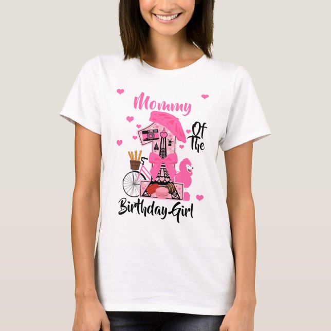 Paris Birthday Girl Mamma | Eiffel Torn T Shirt (Framsida)