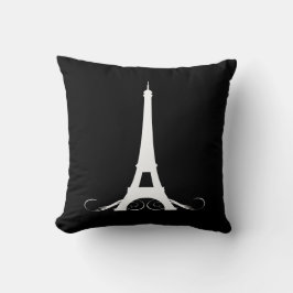 Paris Black and White Eiffel Torn Kudde